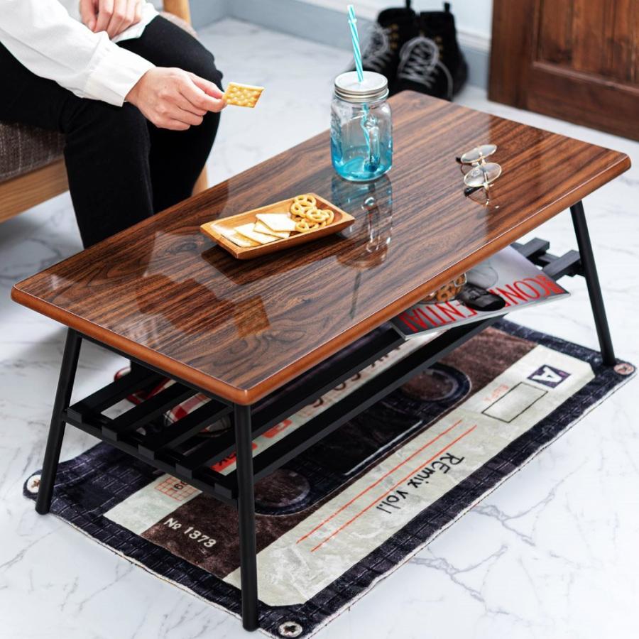 売れ筋がひ贈り物 ローテーブル 棚付き 幅80cm おしゃれ シンプル テーブル 折りたたみ 鏡面 簡易テーブル コンパクト Cisama Sc Gov Br