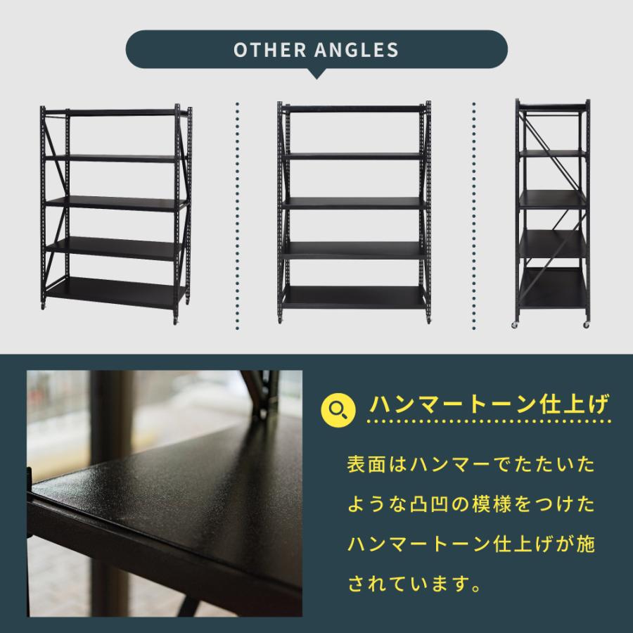 オープンラック 可動棚 ボルトいらず キャスター付き シェルフ シンプル 収納 棚 幅129cm ディスプレイ インダストリアル おしゃれ かっこいい 展示 デスクの画像