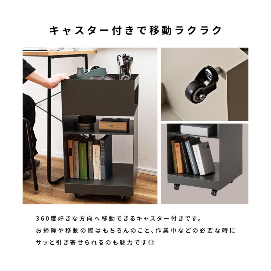 東谷 デスクワゴン キャスター付き 幅35 高さ62.5 シンプル