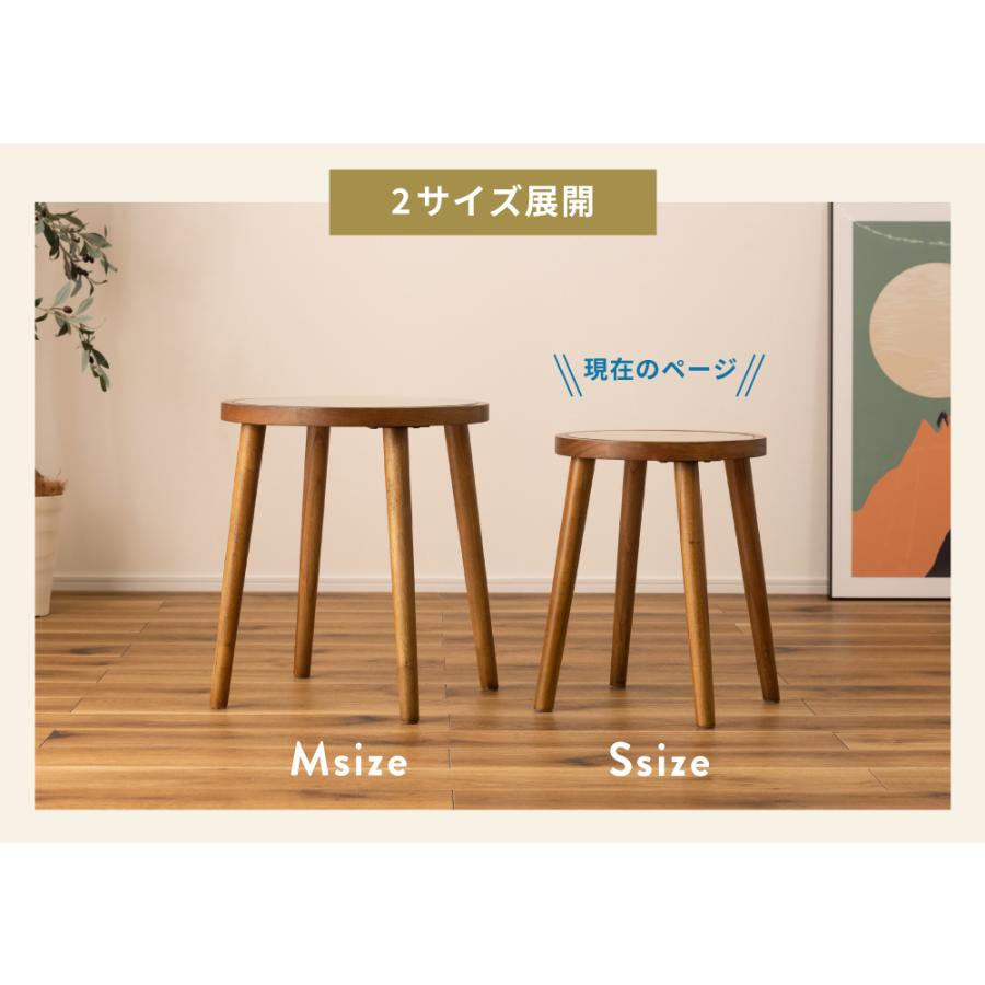 東谷 サイドテーブル 円形 S テーブル ラタン 籐 ガラス 天然木