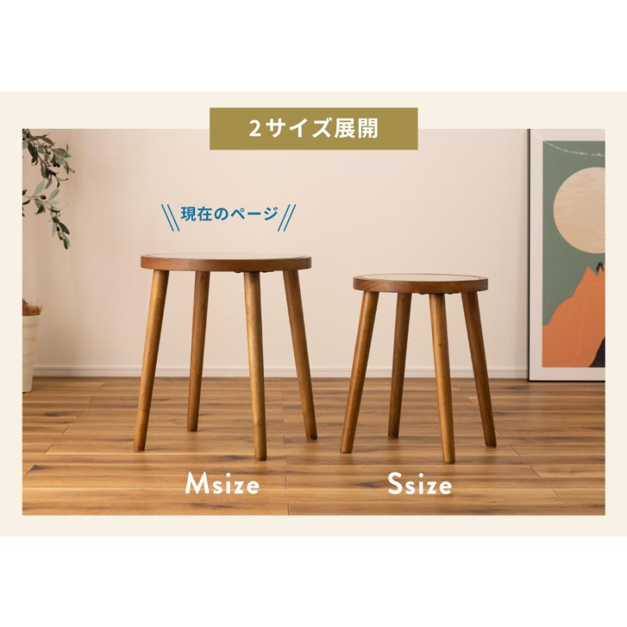 東谷 サイドテーブル 円形 M テーブル ラタン 籐 ガラス 天然木