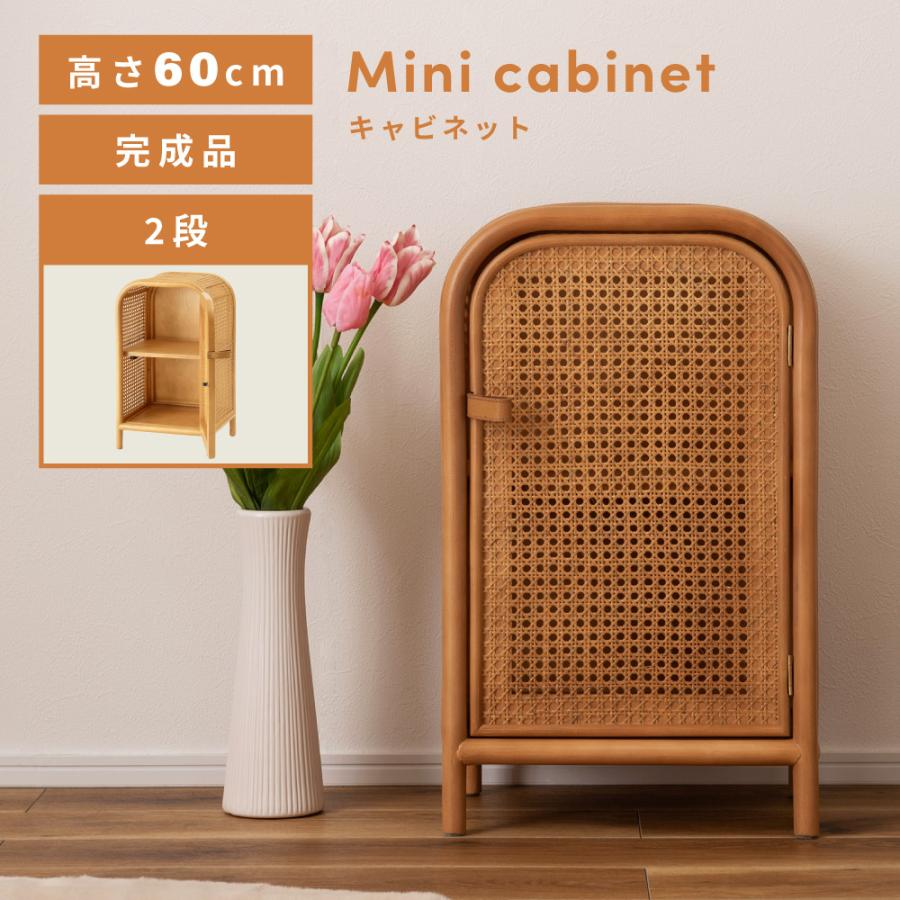 東谷 キャビネット チェスト おしゃれ ラタン 扉 2段 小さい かわいい