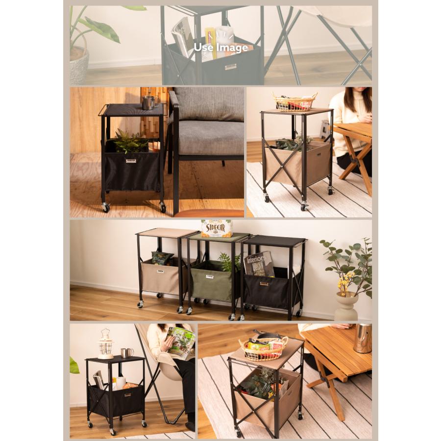 東谷 折りたたみワゴン トレー サイドテーブル キャスター付き