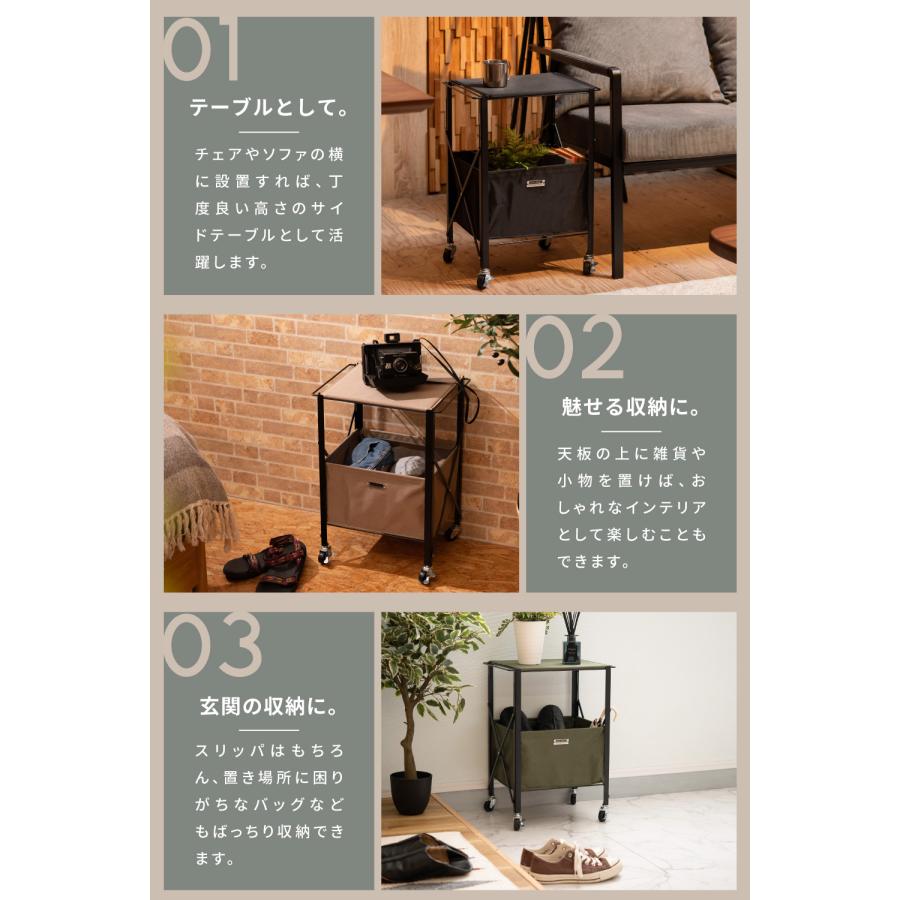 東谷 折りたたみワゴン トレー サイドテーブル キャスター付き