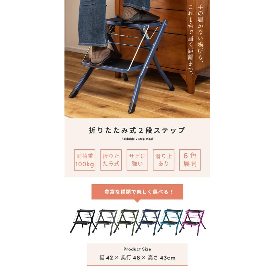 東谷 踏み台 脚立 2段 折りたたみ 軽い 耐荷重100kg スチール 軽量