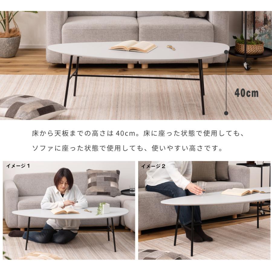 東谷 センターテーブル 大きい 幅130cm スチール 天板 楕円形 ロー