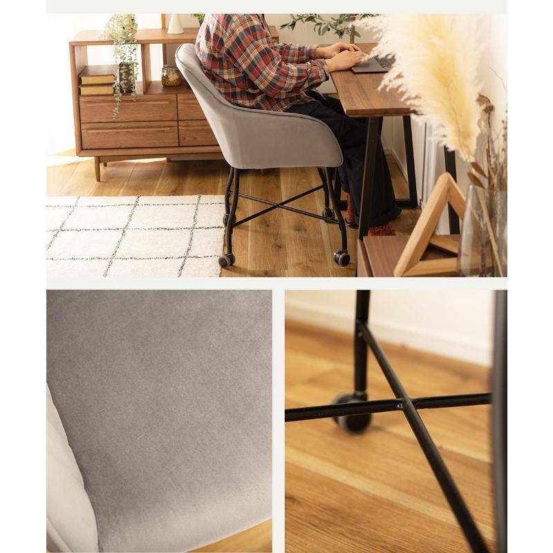 東谷 デスクチェア 座面高46cm おしゃれ ベロア キャスター付き