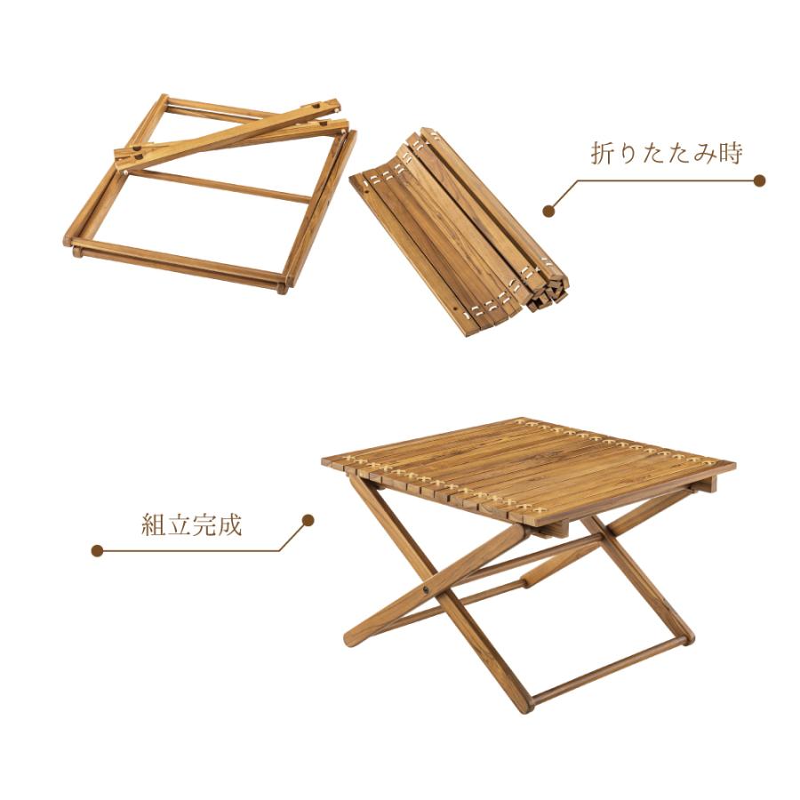 東谷 折りたたみテーブル 木製 60cm ロール キャンプ 天然木