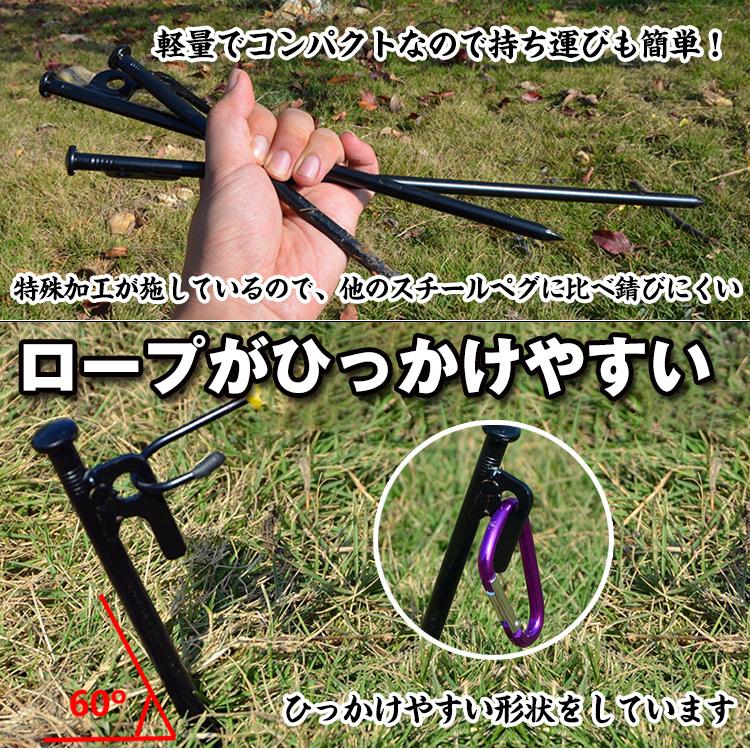 キャンプテントセット（ポール・シート・ペグ） ペグ タープ ステンレス 20cm ペグセット レジャーシート