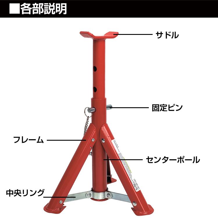 ジャッキスタンド 2t 折りたたみ 2基セット ウマ 馬ジャッキ リジッドラック ジャッキアップ 2トン タイヤ交換 軽量 車 車用品 カー用品 メンテナンス e123｜fkstyle｜07