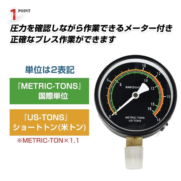 油圧プレス 12t アタッチメント付き 門型油圧プレス メーター付き 門型 プレス機 ベアリング シャフト 圧入器 圧入 整備 脱着 自動車 オートバイ 一年保証 |  | 03