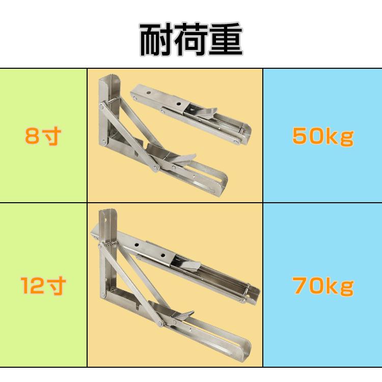 棚受け 金具 おしゃれ 耐荷重70kg DIY 2個セット 折りたたみ ブラケット L字型 棚支え 30cm ワンタッチ 壁面 収納 インテリア 棚 建築物用 ny403｜fkstyle｜04