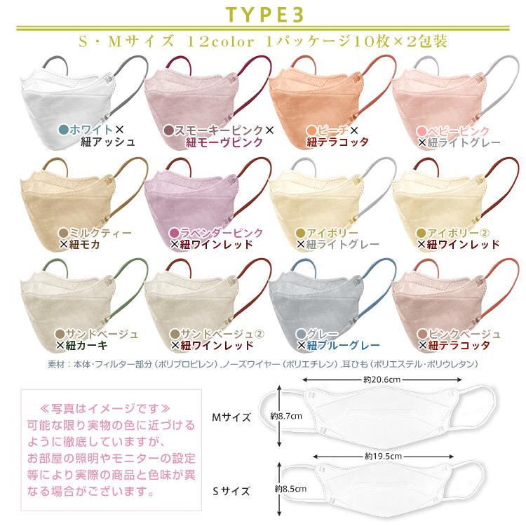 クーポン利用&送料無料-小顔マスク マス•ク 不織布 20枚 カラー 立体