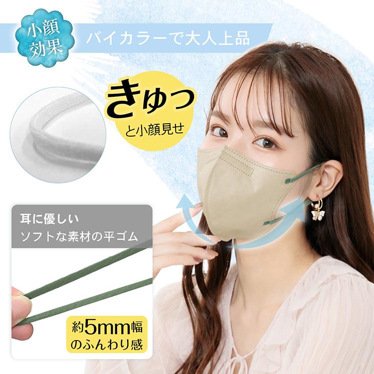 マスク 不織布 50枚 3D立体 バイカラー 小顔マスク 3層構造 BFE PFE VFE 花粉 99%カット 平ゴム M/L 血色カラー 使い捨て 6タイプ カラーマスク くすみカラー ML | Hill Stone | 17