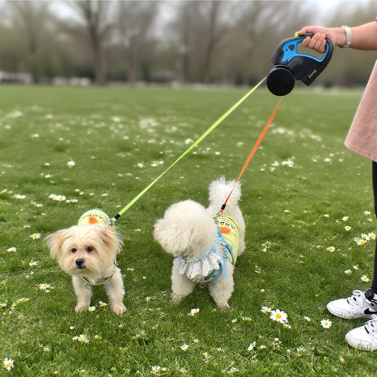 ペット用リード 犬 リード 伸縮リード 自動伸縮 小型犬用 中型犬用 2頭
