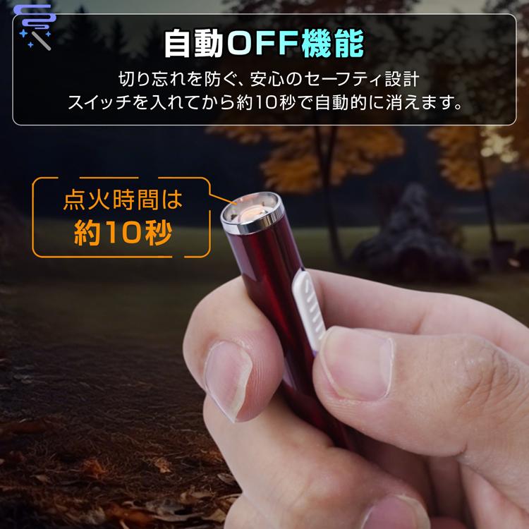 ライター 電子ライター usb充電式 スリムライター 小型ライター おしゃれ usbライター 電子 キャンプライター スリム 着火ライター アウトドア タバコ 電熱式 |  | 09