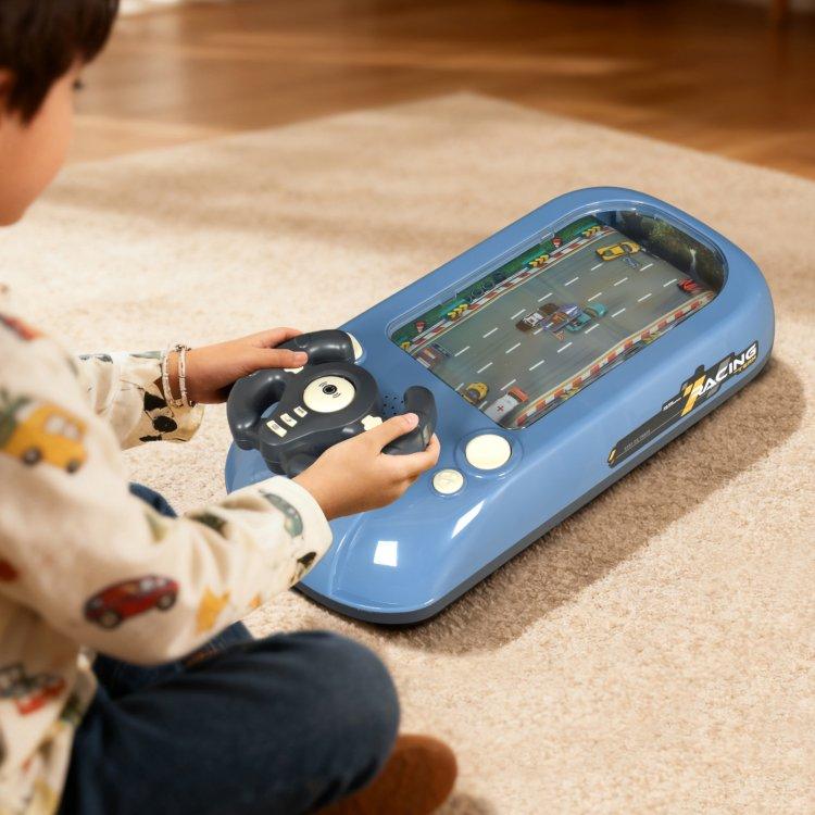 ポータブル レーシングゲーム オモチャ おもちゃ 乾電池 ハンドル操作