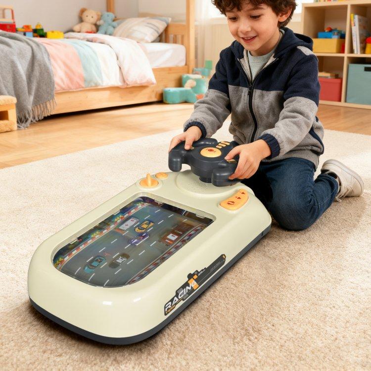 ポータブル レーシングゲーム オモチャ おもちゃ 乾電池 ハンドル操作