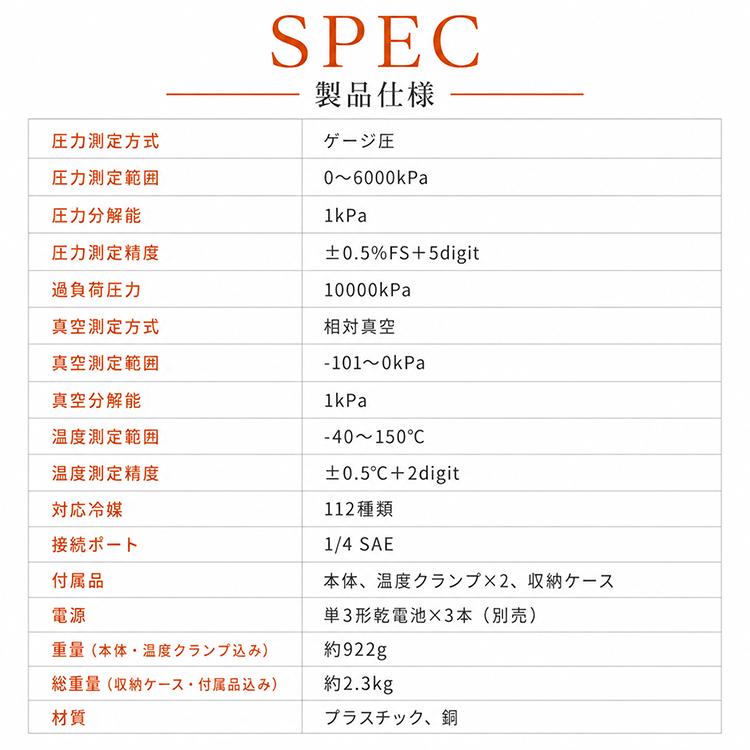 デジタルマニホールドゲージ 冷媒用ダブルゲージ 冷媒 デジタルゲージ
