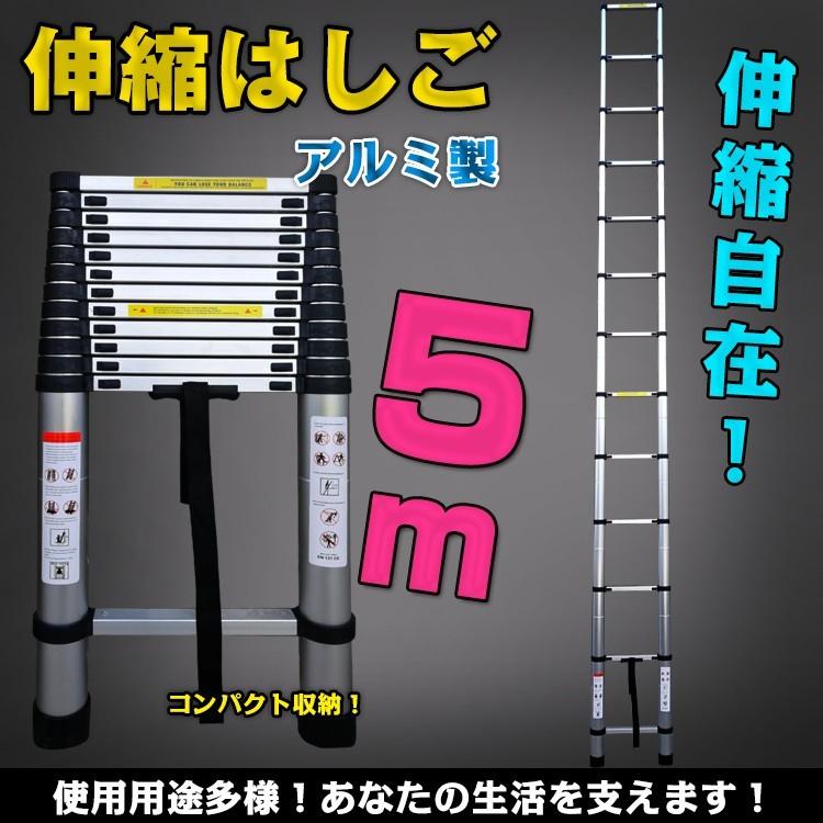 梯子 はしご 伸縮 5m アルミ コンパクト 調節 調整 11段階 94cm 収納 持ち運び ハシゴ スーパーラダー スライド式 作業 取り替え 雪下ろし 大掃除 DIY zk135｜fkstyle｜13