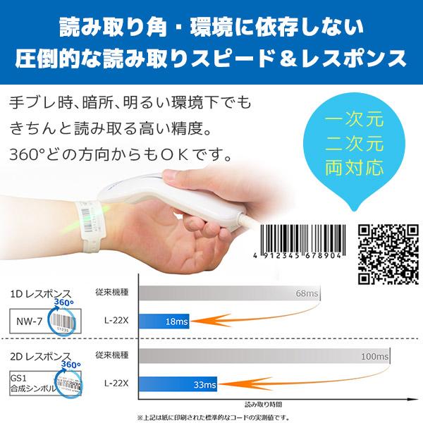 オプトエレクトロニクス L-22X-V-WHT-USB QR対応USBバーコードリーダー