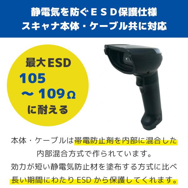 MS852-ZUCB00-LG ユニテック ESD・QR対応帯電防止USBバーコードリーダーの画像