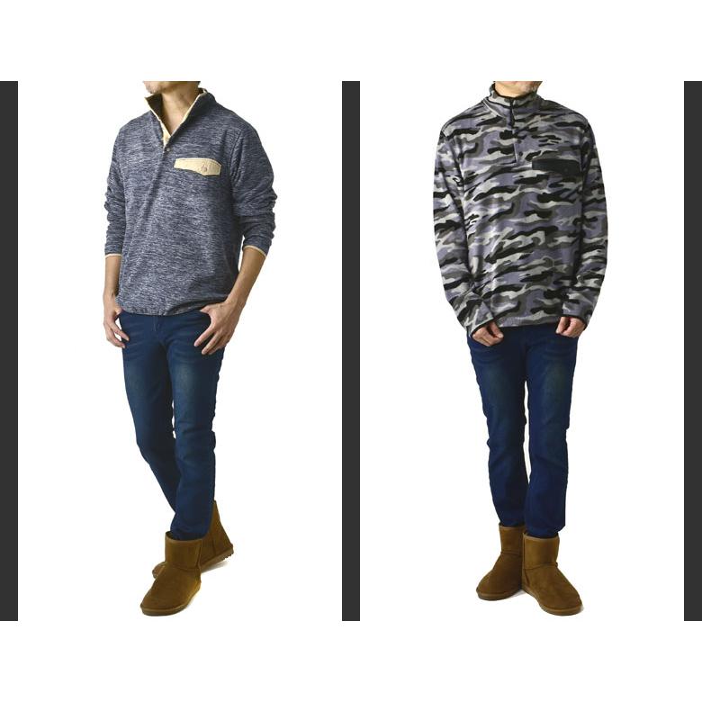 FLAG ON CREW フリース ハーフボタン プルオーバー メンズ ハイネック