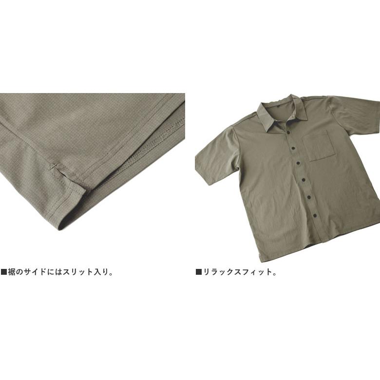 FLAG ON CREW ドットブロックメッシュ 半袖ストレッチシャツ