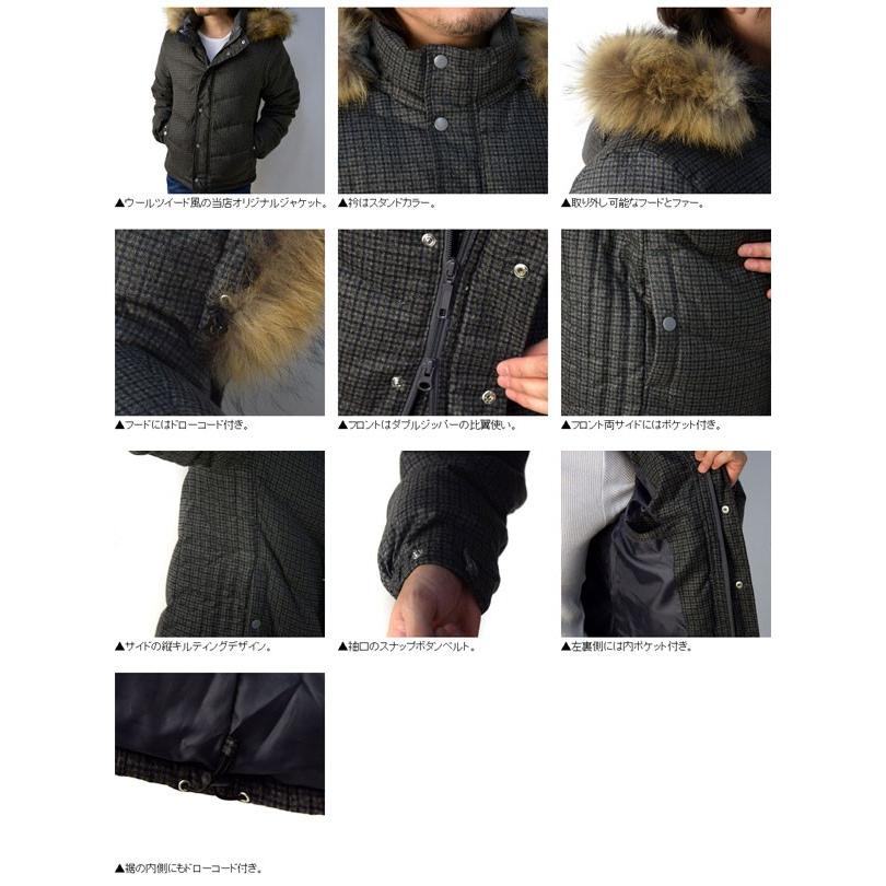 FLAG ON CREW ダウンジャケット メンズ リアルファー リアルダウン