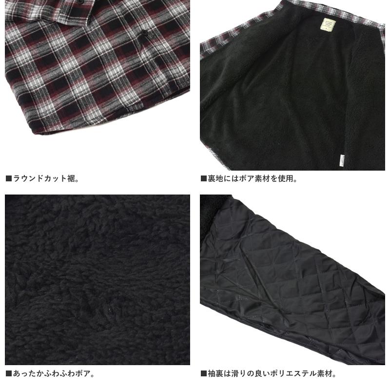 FLAG ON CREW メンズ ネル シャツジャケット チェックシャツ 裏ボア