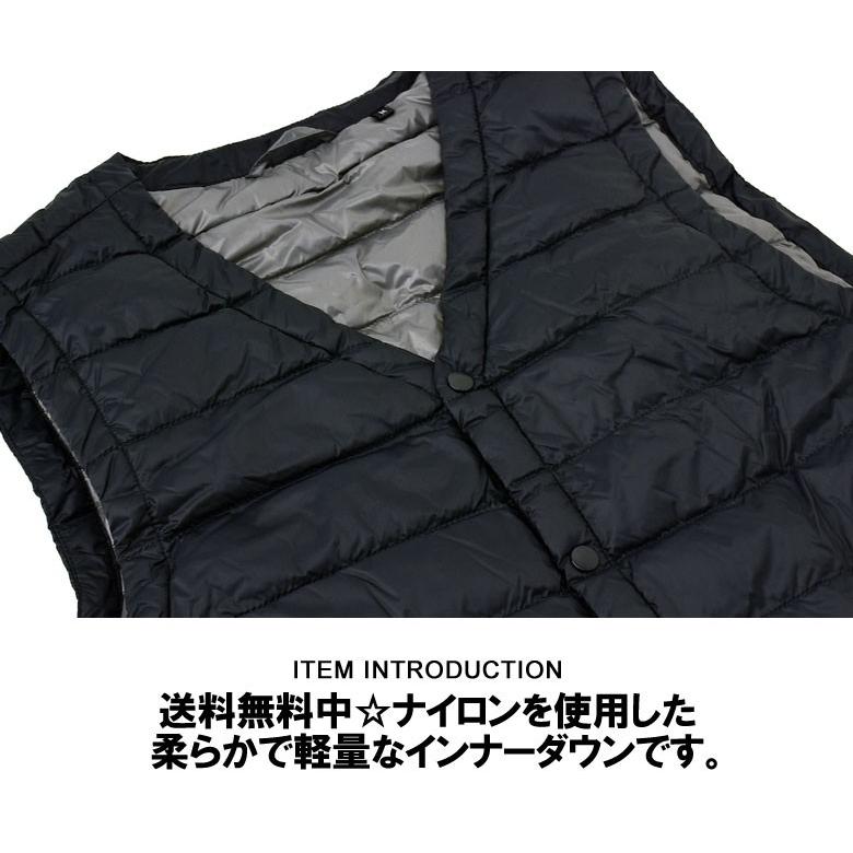 インナーダウンベスト メンズ ダウンベスト Vネック ボタン仕様 ナイロン ダウンジレ アウター 薄手ベスト【B2B】 セール【パケ1】【A】 爆買 | FLAG ON CREW | 06