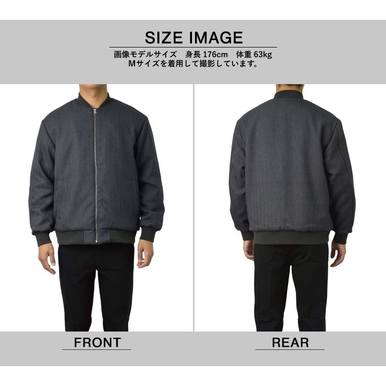 FLAG ON CREW ブルゾン メンズ MA-1 ウールライク ヘリンボーン 裏ボア