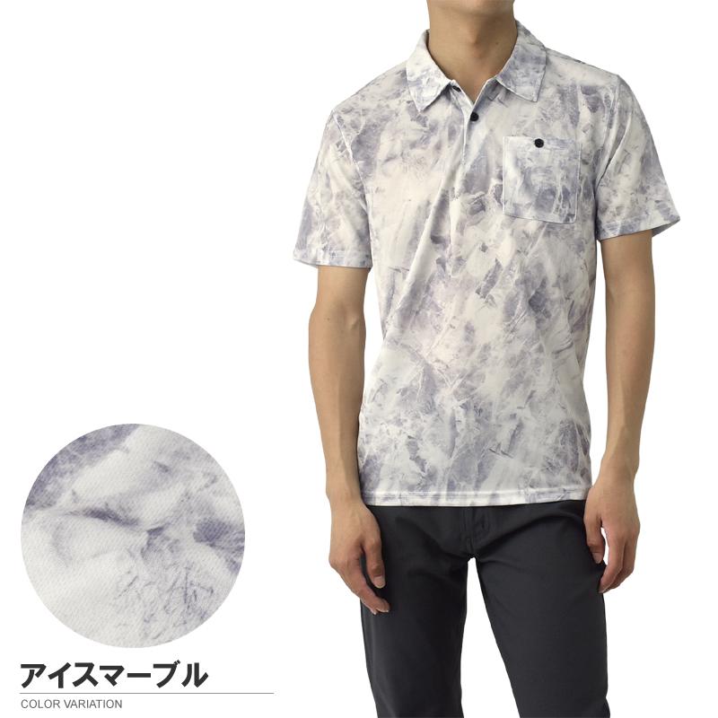 吸汗速乾 接触冷感 ポロシャツ 半袖 メンズ トップス 総柄 メッシュ UVカット 紫外線 90％以上 胸ポケット スポーツ クールビズ B4V セール【パケ2】爆買 | FLAG ON CREW | 09