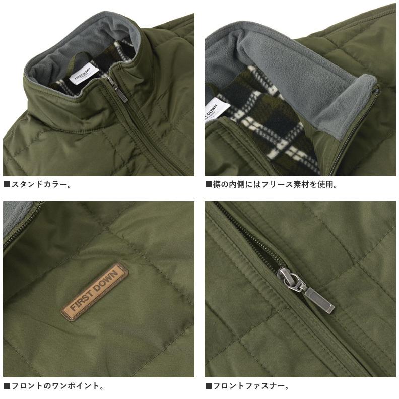 FIRSTDOWN the basic ファーストダウン メンズ ソフトシェル 中綿ジャケット スタンドジャケット 裏フリース 薄中綿 撥水 防寒 保温 ブロックキルト セール B7F | FIRST DOWN | 09