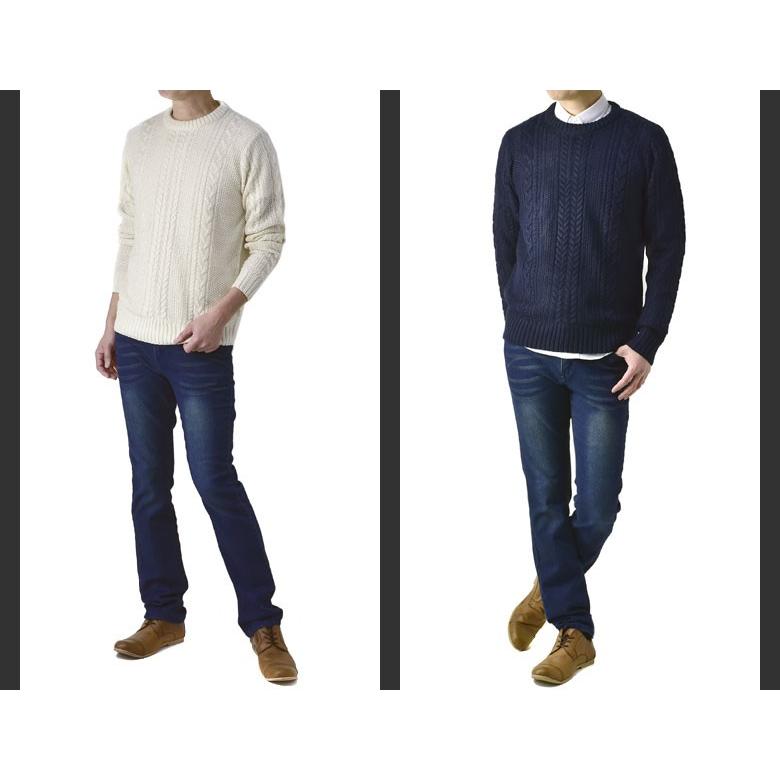 秋冬 セーター メンズ ニット フィッシャーマン ケーブル編み クルーネック 長袖 トップス C7L セール【パケ1】【A】 爆買 | FLAG ON CREW | 09