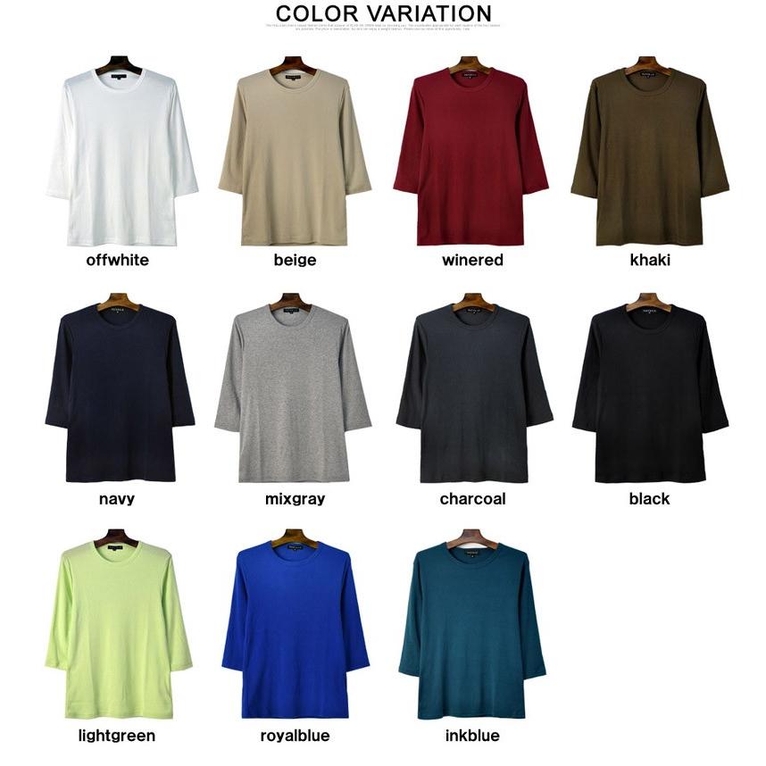 Tシャツ メンズ 七分袖 7分 クルーネック トップス フライス生地 ストレッチ カットソー E1A セール【パケ2】 爆買 | FLAG ON CREW | 15