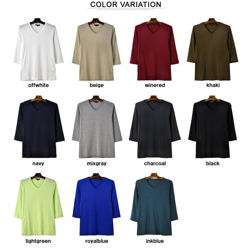 Tシャツ メンズ 七分袖 7分 Vネック トップス フライス生地 ストレッチ カットソー E1C セール【パケ2】 爆買 | FLAG ON CREW | 13