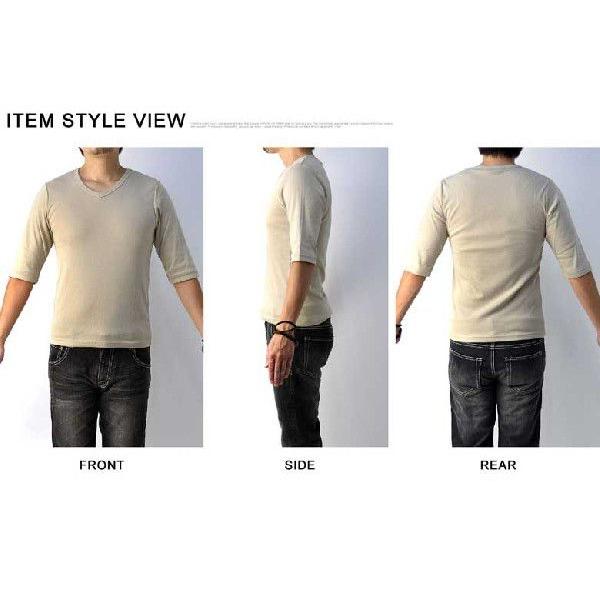 FLAG ON CREW Tシャツ メンズ 五分袖 5分 Vネック トップス