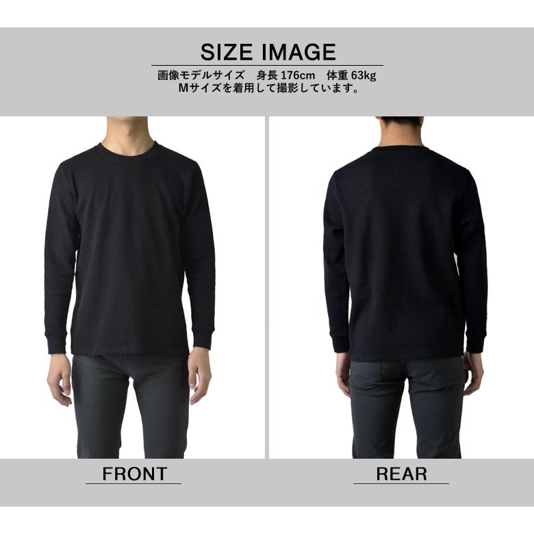 FLAG ON CREW メンズ オーガニックコットン ワッフル 長袖Tシャツ