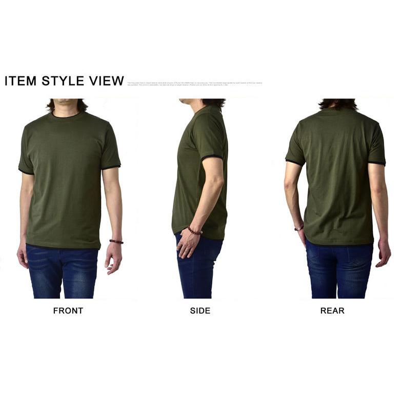 FLAG ON CREW クルーネック 半袖 Tシャツ メンズ 無地Tシャツ 2重