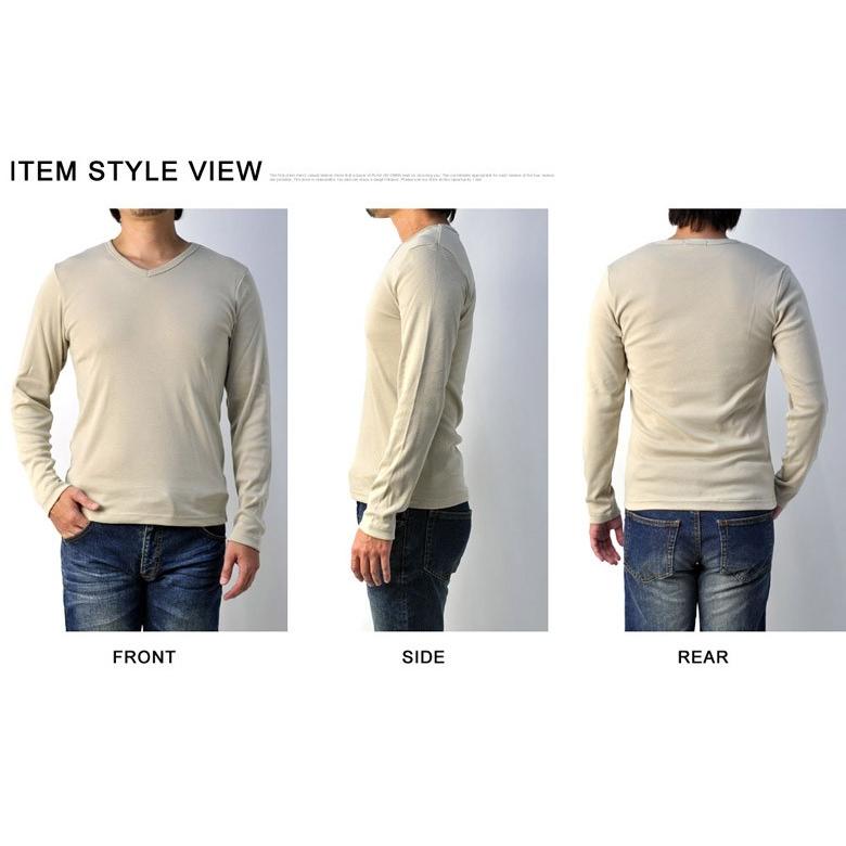 わお様AAKAM ホワイト 長袖トップス FLAG ON CREW Tシャツ メンズ 長袖 トップス Vネック カットソー