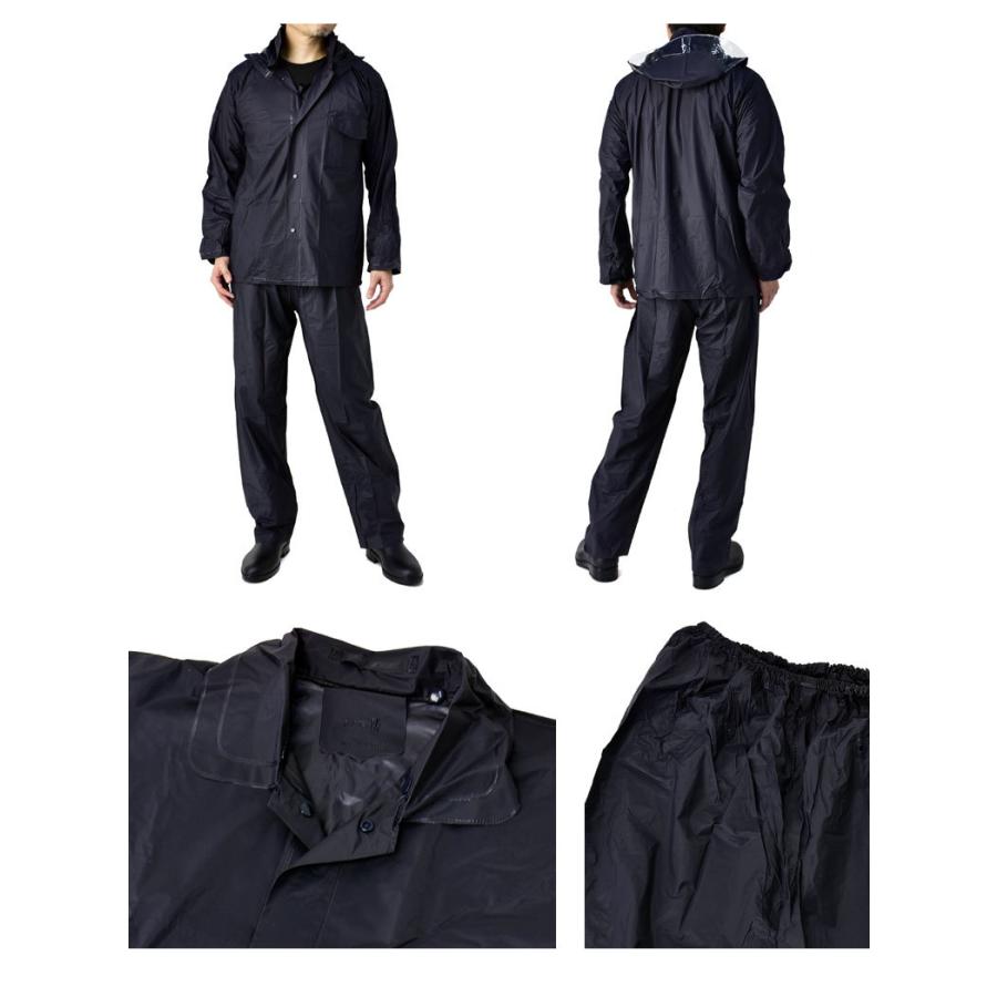レインスーツ メンズ 雨合羽 雨がっぱ かっぱ 上下組 レインワーク 通勤 通学 軽作業用 H1D セール【パケ1】 爆買 | FLAG ON CREW | 04