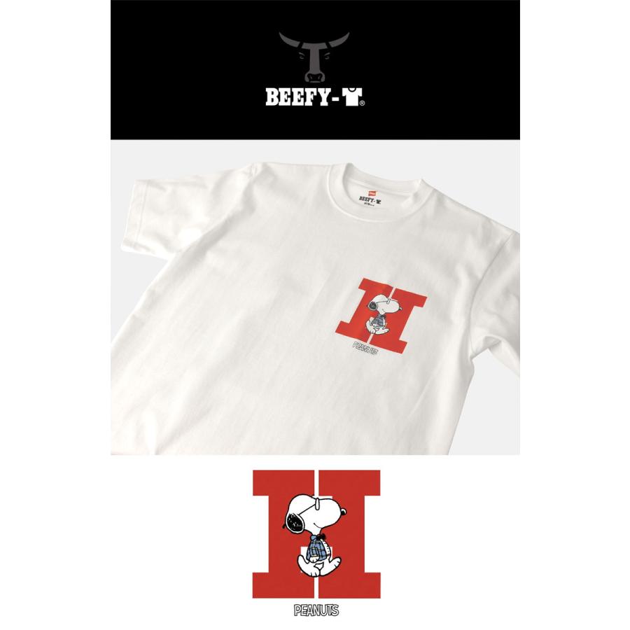 Tシャツ 半袖 クルーネック 綿100％ スヌーピー Hanes ヘインズ BEEFY-T コラボ 限定 厚手 肉厚 丈夫 タフ ユニセックス HM1-D003 H2B 爆買 セール【パケ1】 | BEEFY-T | 06