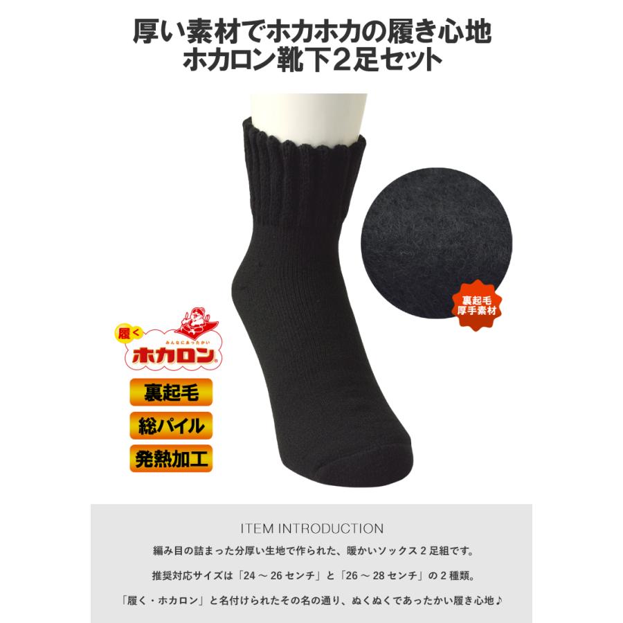 ホカロン 履くホカロン 靴下 分厚くしっかり暖かい 発熱加工ソックス 2