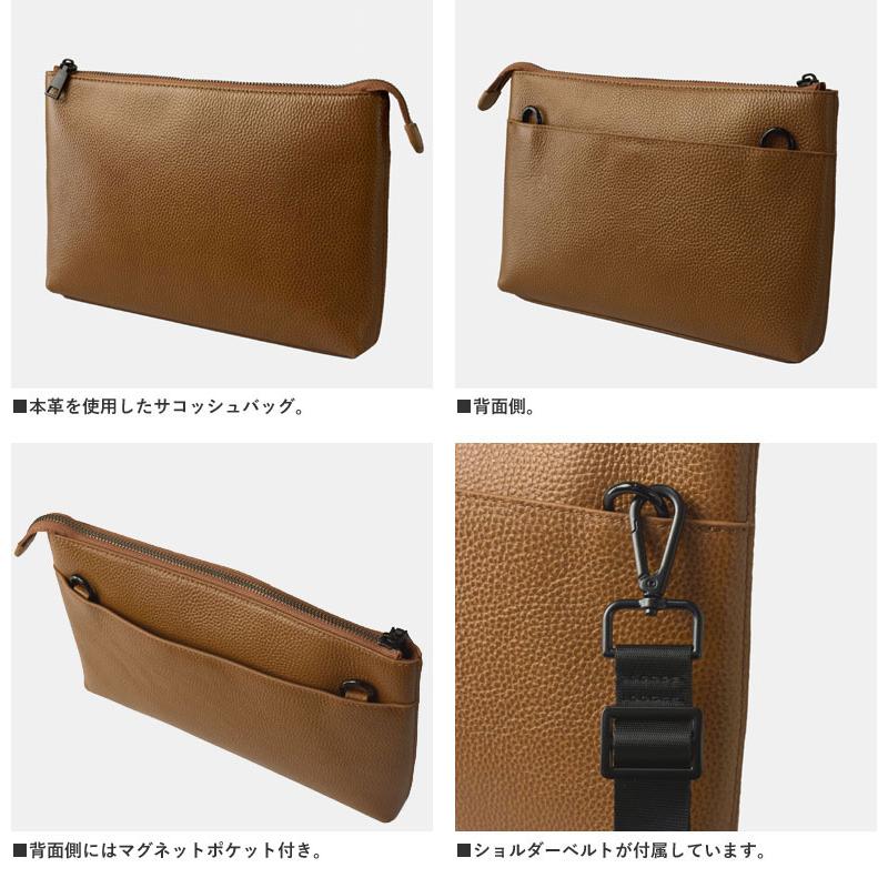 FLAG ON CREW レザー サコッシュ バッグ メンズ 本革 牛革 型押し