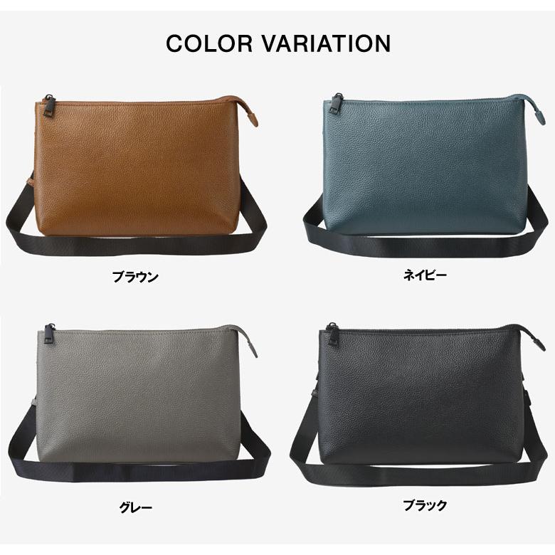 FLAG ON CREW レザー サコッシュ バッグ メンズ 本革 牛革 型押し