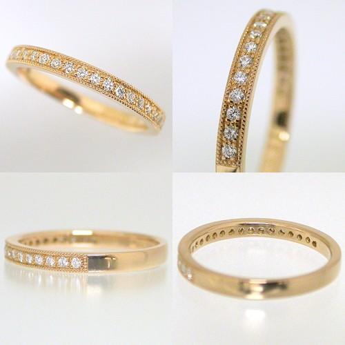 フラッグス flags ダイヤ K18 ダイヤモンド 0.1ct エタニティ リング Retro010 18金 18K PT プラチナ ミル打ち ハーフ エタニティリング 指輪 ジュエリー 婚約の画像