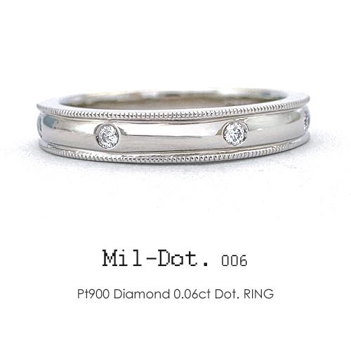 フラッグス flags ダイヤ Pt900 ダイヤモンド 0.06ct リング Mil-Dot.006 18金 K18 18K PT 金 プラチナ 指輪 ドット ダイヤリング ミル打ち 結婚指輪 ペアリングの画像