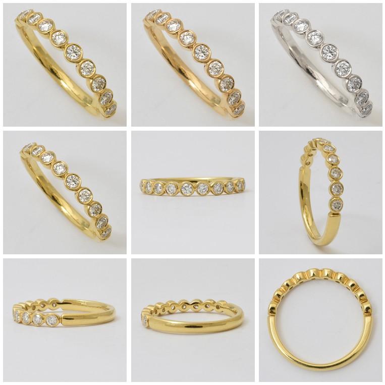 ダイヤ K18 フラッグス flags ダイヤモンド 0.22ct エタニティ リング Bague022 18金 18K PT プラチナ 金 ベゼル フクリン ダイヤリング 指輪 ジュエリー 婚約の画像
