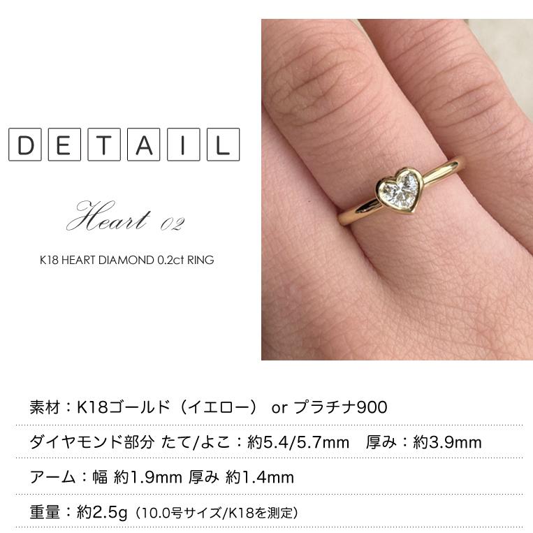 一粒ダイヤモンド フラッグス flags ダイヤ K18 ハート ダイヤモンド 0.2ct リング Heart02 18金 18K PT プラチナ フクリン ベゼル 重ねづけ エンゲージリングの画像
